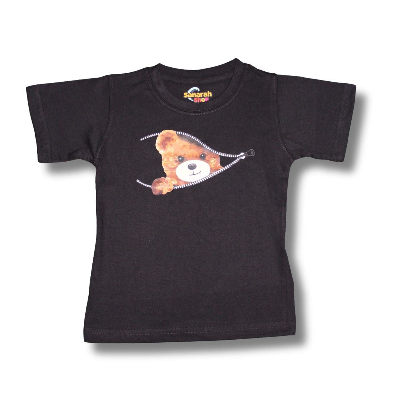 Baby Bear in Zipper Black T-Shirt - Sanarah Accessories