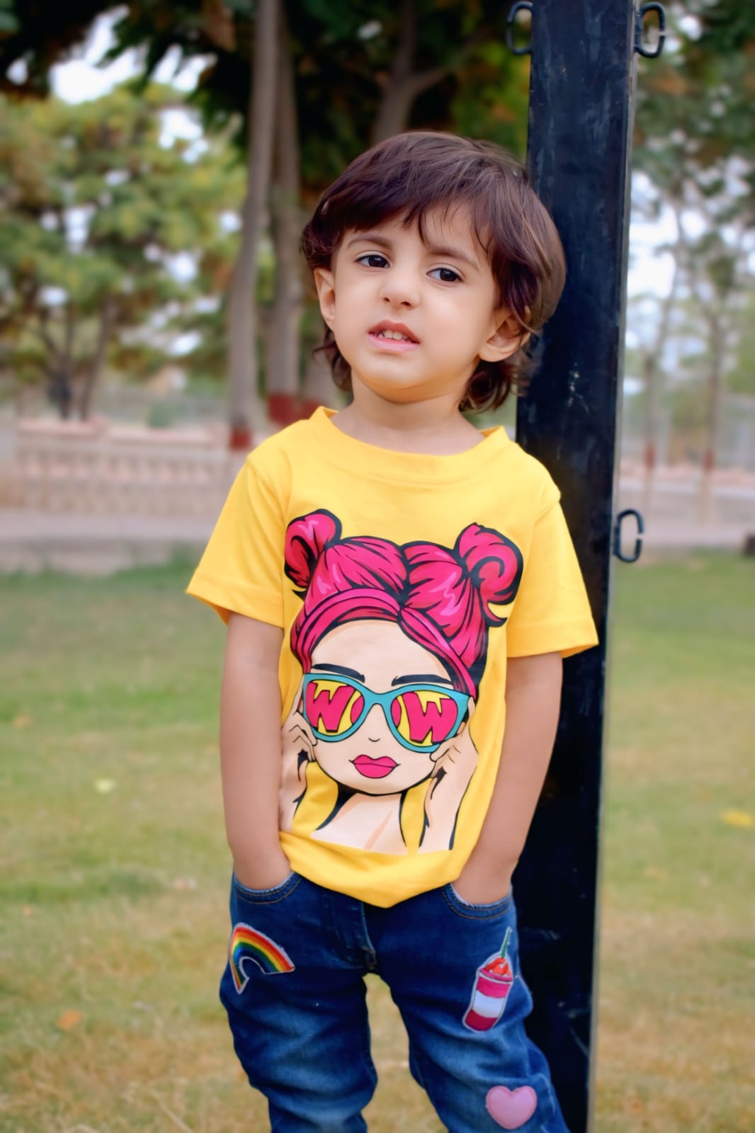WOW Girl T-Shirt Yellow β with Graphic Print - Sanarah Accessories