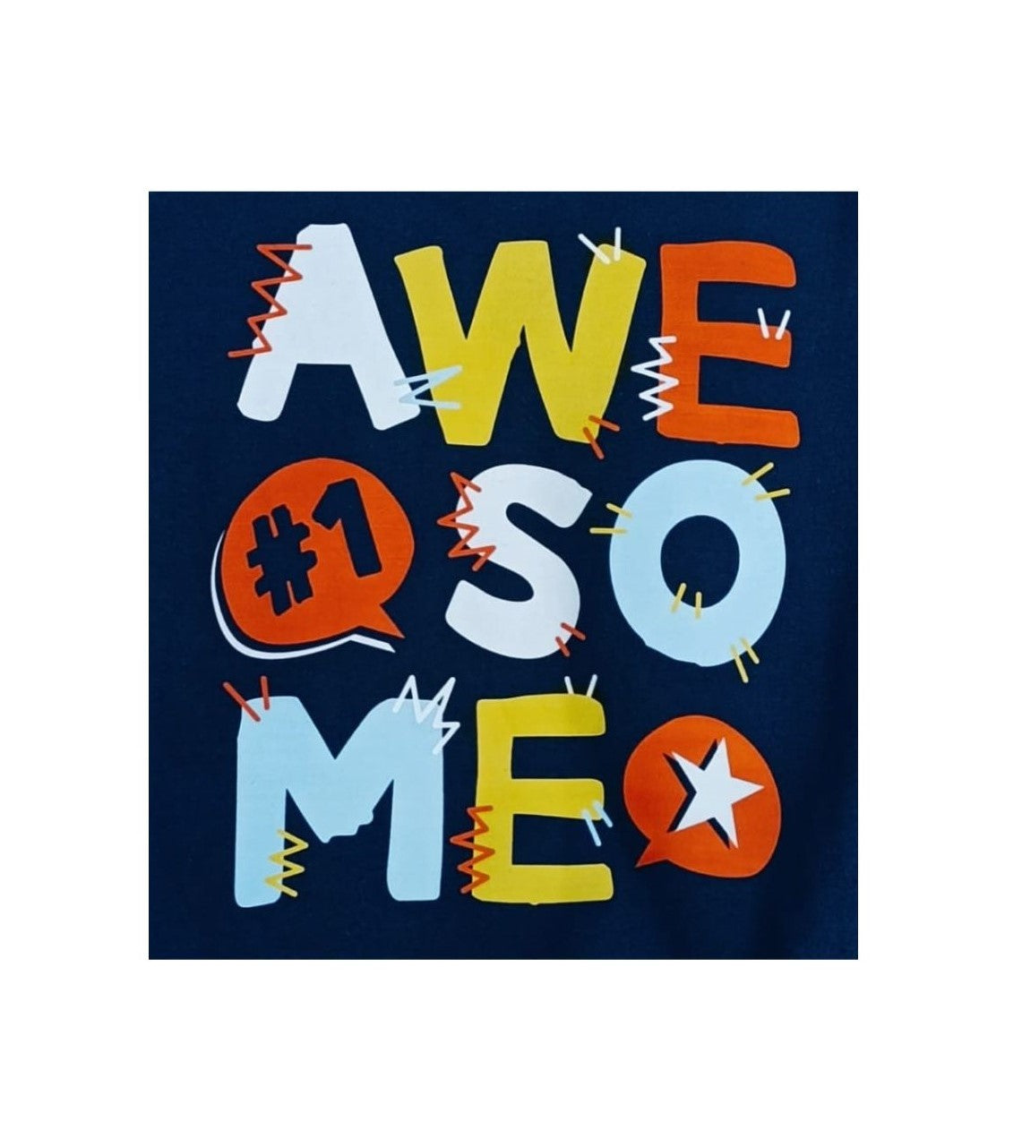 Navy Blue “Awesome” T-Shirt - Sanarah Accessories