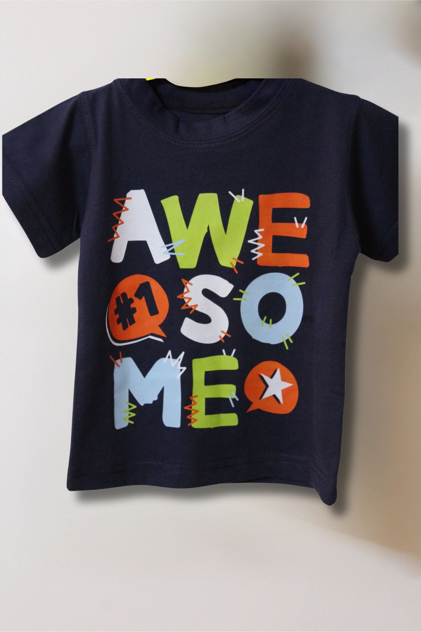 Navy Blue “Awesome” T-Shirt - Sanarah Accessories
