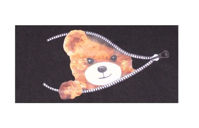 Baby Bear in Zipper Black T-Shirt - Sanarah Accessories