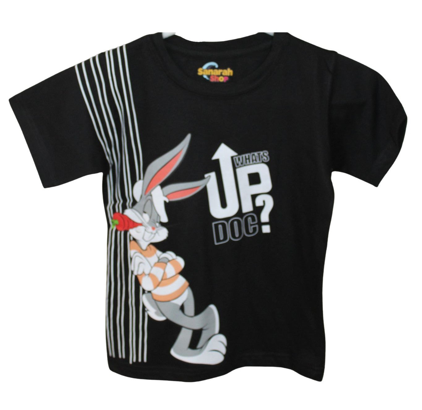 Bugs Bunny “What’s Up, Doc?” T-Shirt – Black - Sanarah Accessories