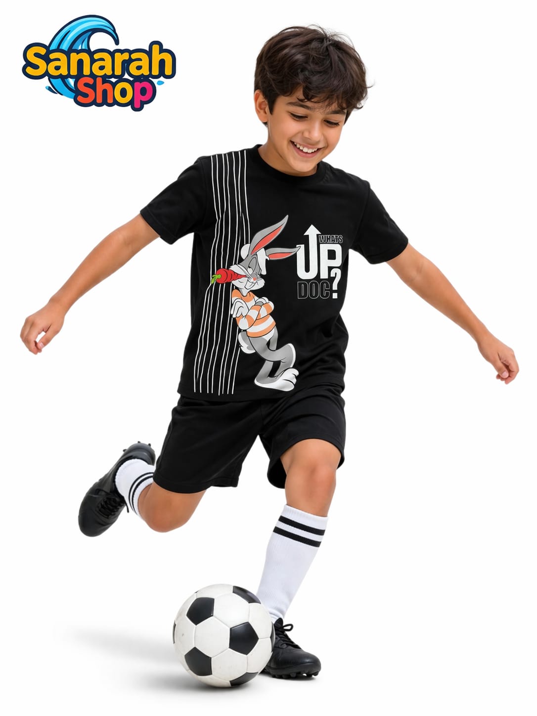 Bugs Bunny “What’s Up, Doc?” T-Shirt – Black - Sanarah Accessories