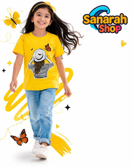 Butterfly Moment  Yellow T-Shirt – Dreamy Back - Sanarah Accessories