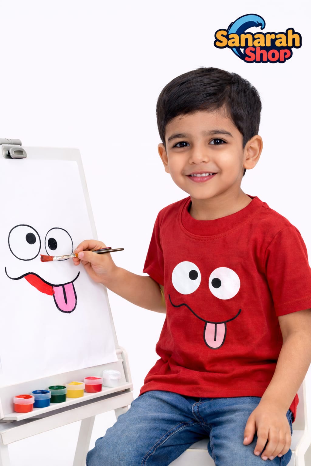 Cheeky Smiley T-Shirt Red – Fun Expression - Sanarah Accessories