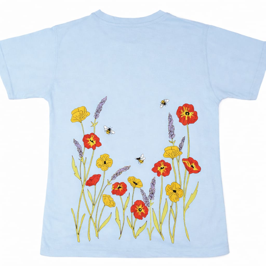 Still Growing T-Shirt Sky Blue – Bee & Bloom Design (Front & Back Print) - Sanarah Accessories