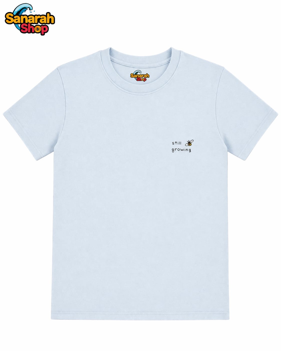 Still Growing T-Shirt Sky Blue – Bee & Bloom Design (Front & Back Print) - Sanarah Accessories