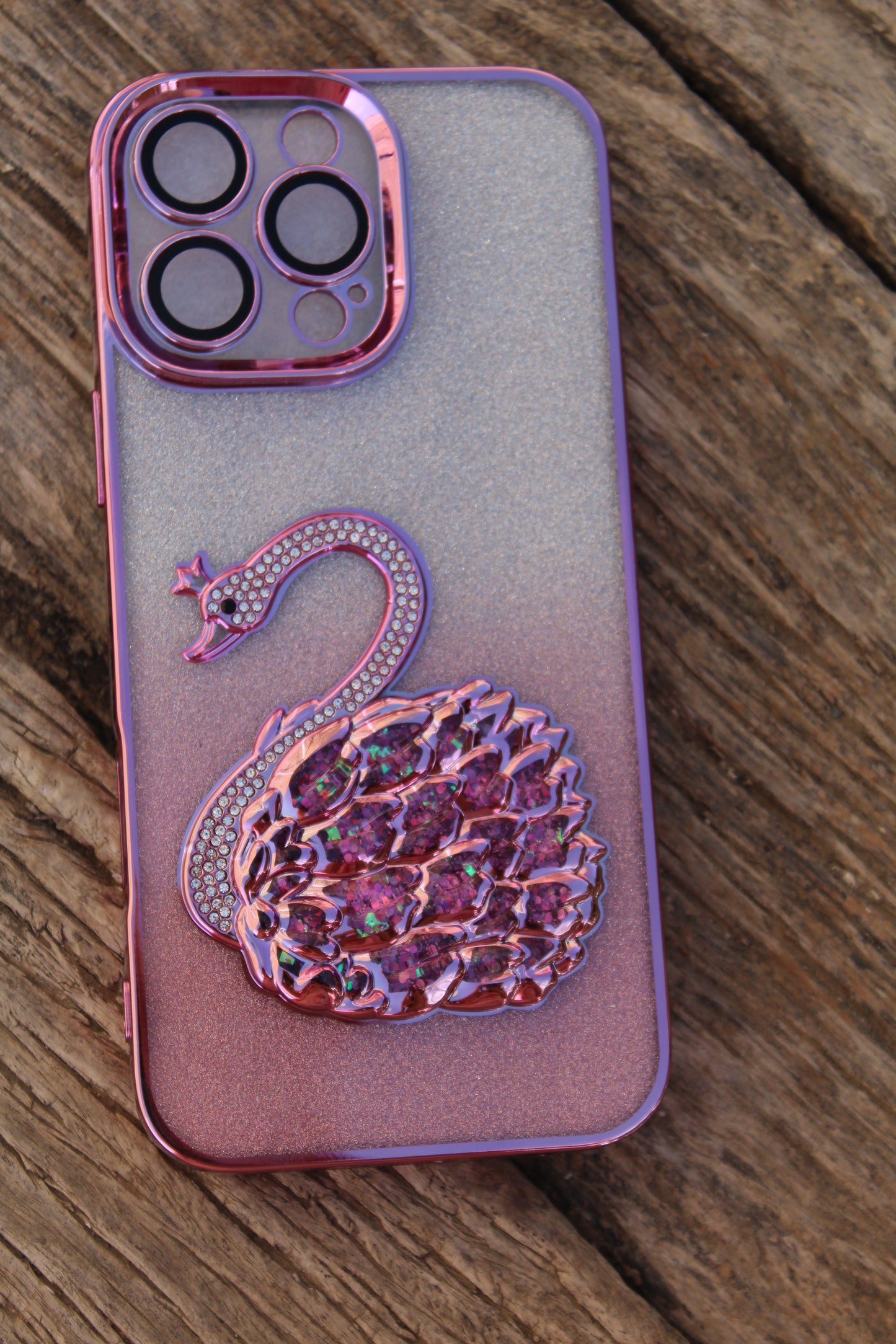 Elegant Glitter Swan Design iPhone 16 Pro Max Case - Sanarah Accessories