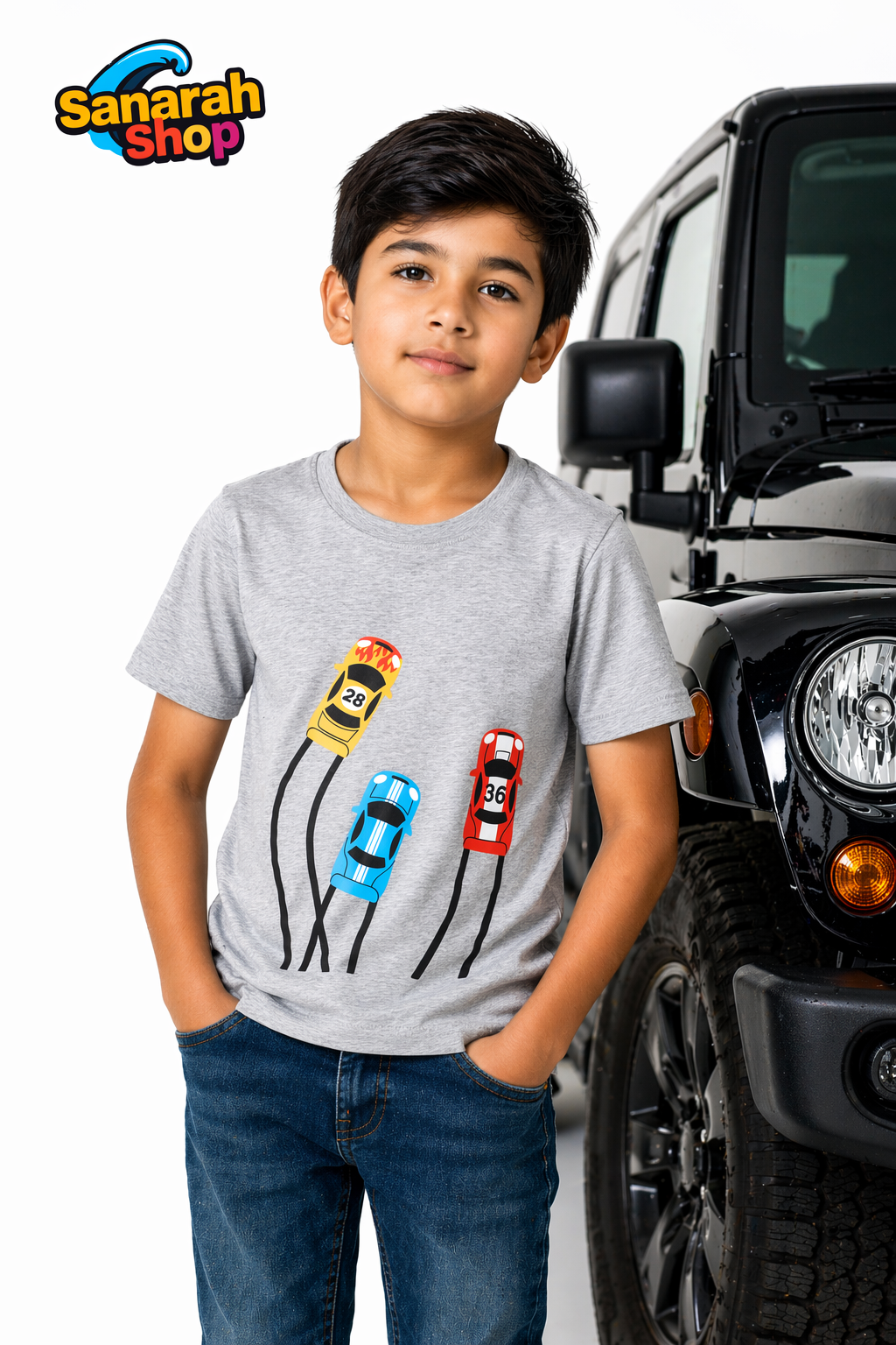 Mini Racers T-Shirt Grey – Tyre Trail Design - Sanarah Accessories