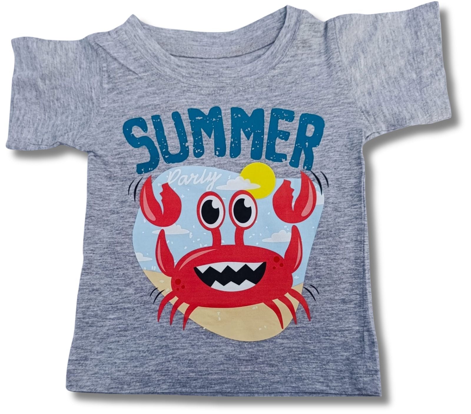 Grey Summer Party T-Shirt – Cute Crab Print - Sanarah Accessories
