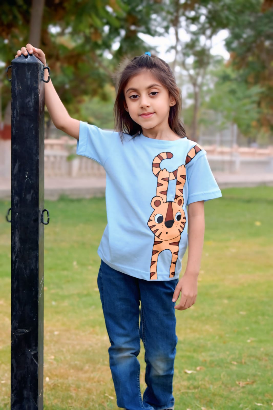Hangin’ Tiger T-Shirt – Sky Blue - Sanarah Accessories