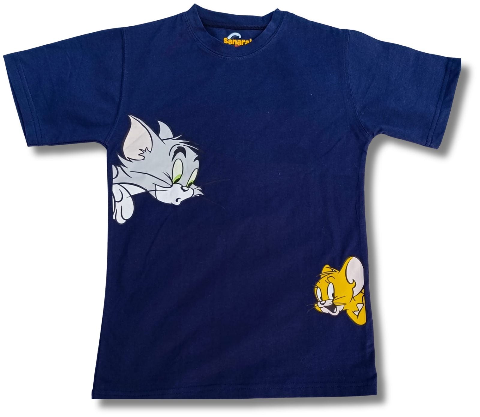 Tom & Jerry Peek T-Shirt – Navy Blue Cartoon Duo Tee - Sanarah Accessories
