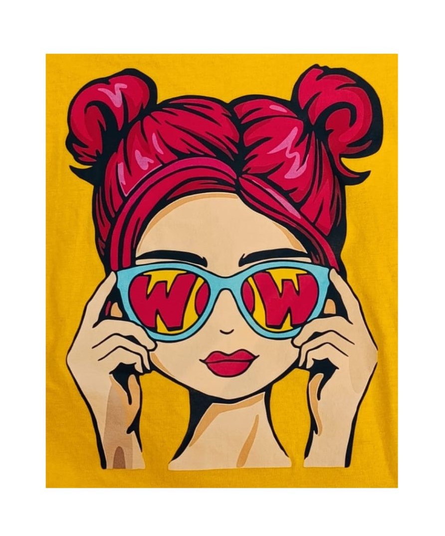 WOW Girl T-Shirt Yellow – with Graphic Print - Sanarah Accessories