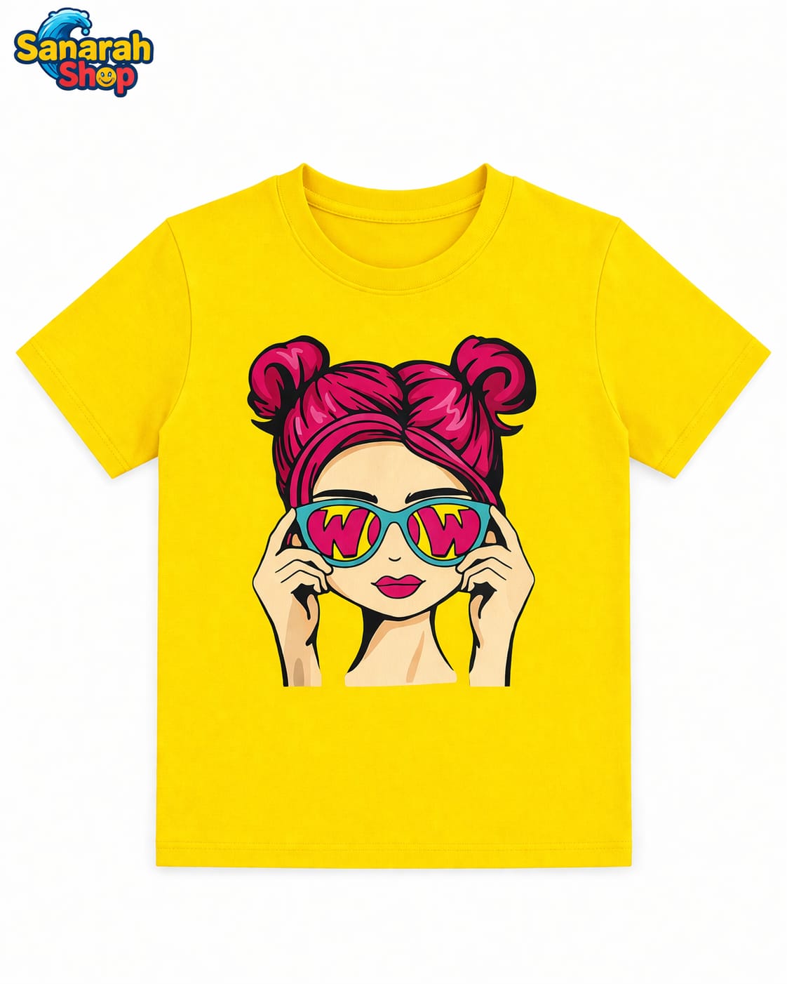 WOW Girl T-Shirt Yellow – with Graphic Print - Sanarah Accessories