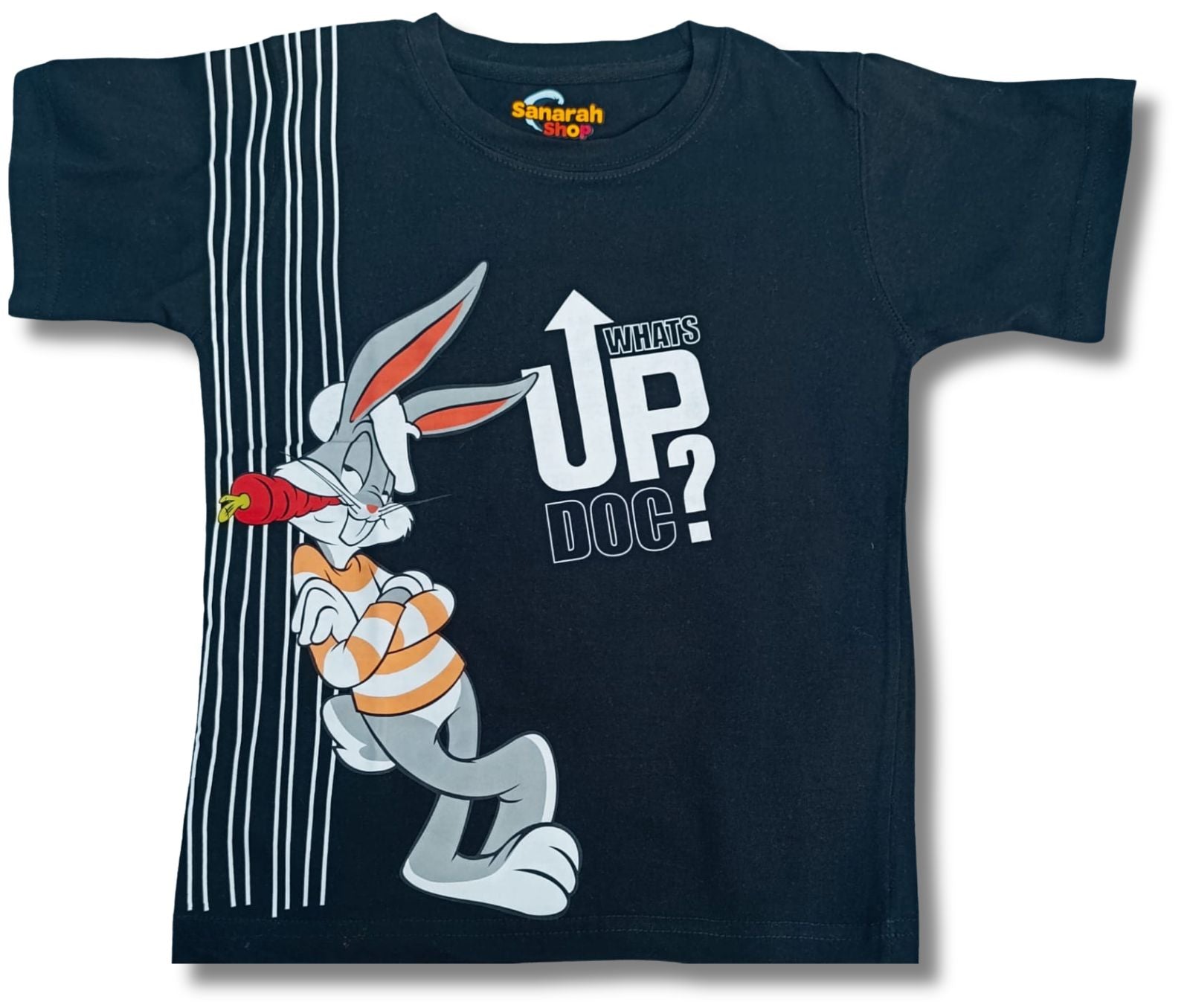 Bugs Bunny “What’s Up, Doc?” T-Shirt – Black - Sanarah Accessories