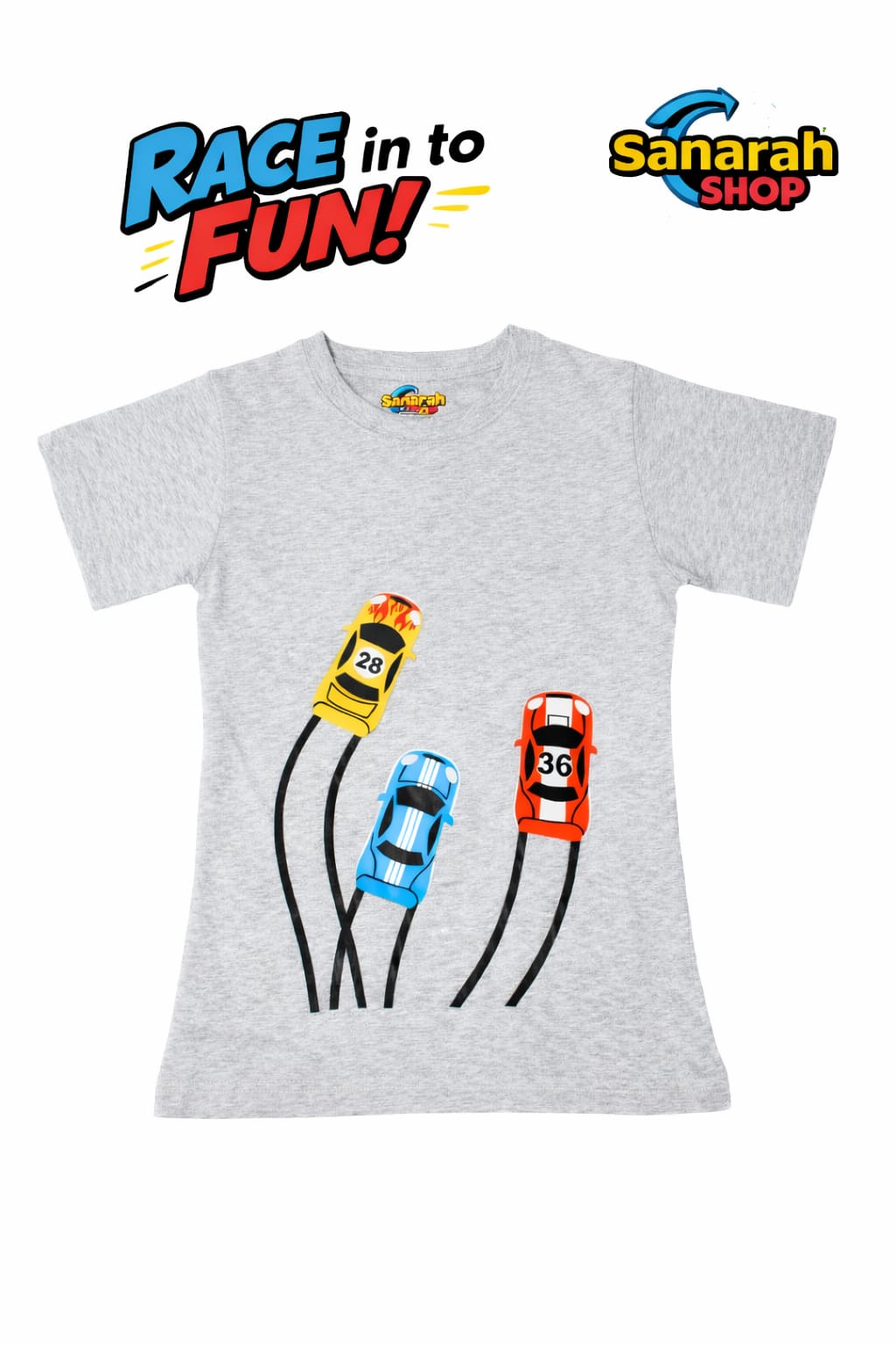 Mini Racers T-Shirt Grey – Tyre Trail Design - Sanarah Accessories