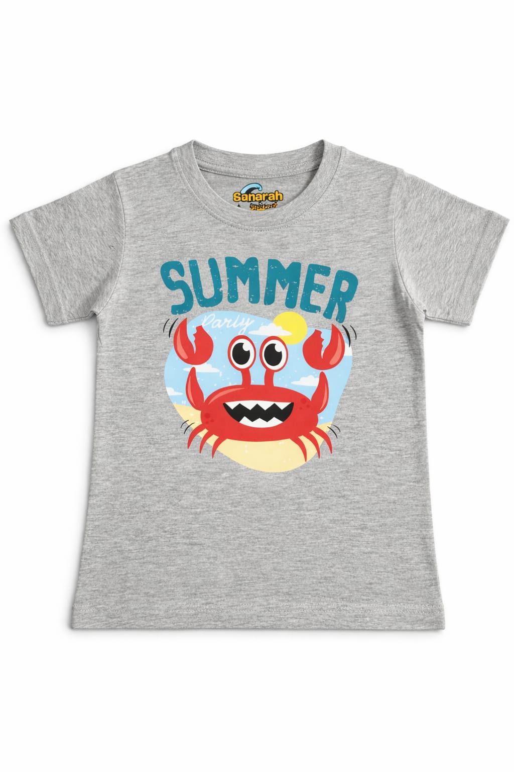 Grey Summer Party T-Shirt – Cute Crab Print - Sanarah Accessories