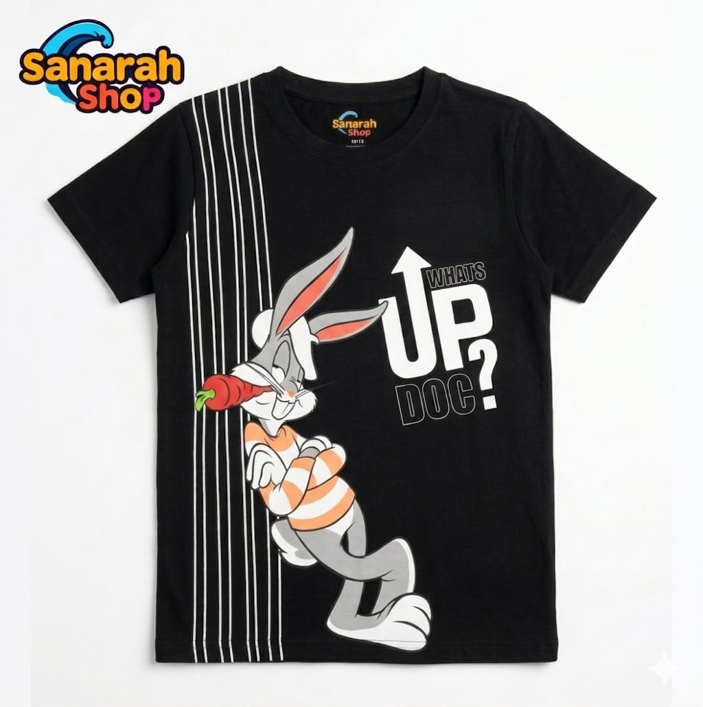 Bugs Bunny “What’s Up, Doc?” T-Shirt – Black - Sanarah Accessories