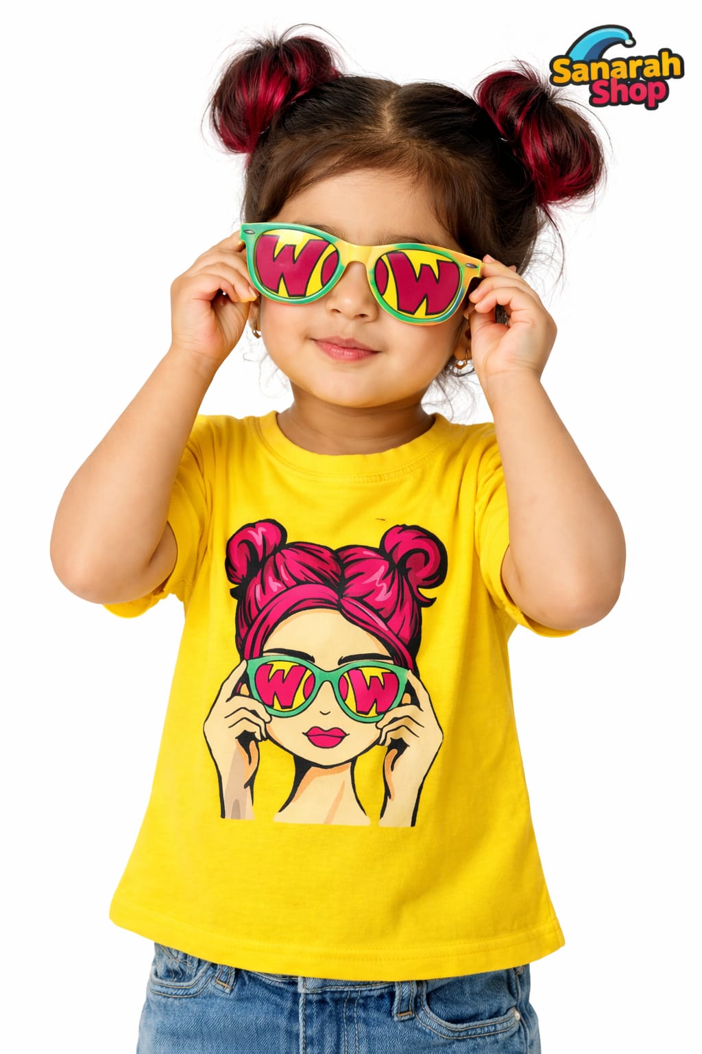 WOW Girl T-Shirt Yellow – with Graphic Print - Sanarah Accessories